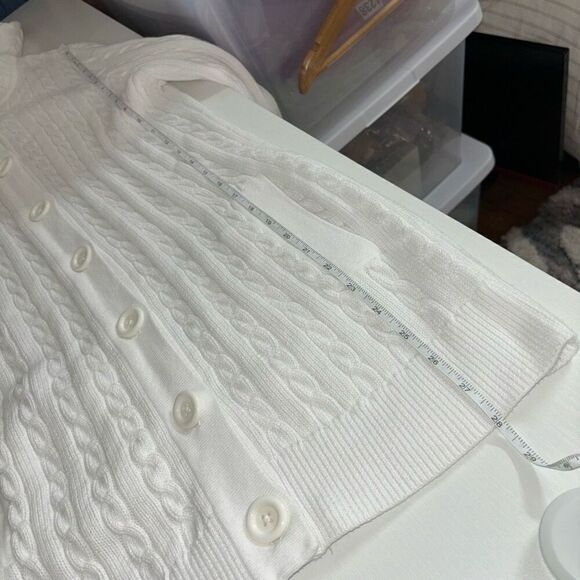 Lilly Pulitzer cable knit hooded button front cardigan white small - Picture 6 of 11